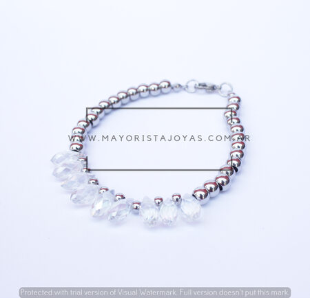 PULSERA ACERO Y CRISTAL (6890)