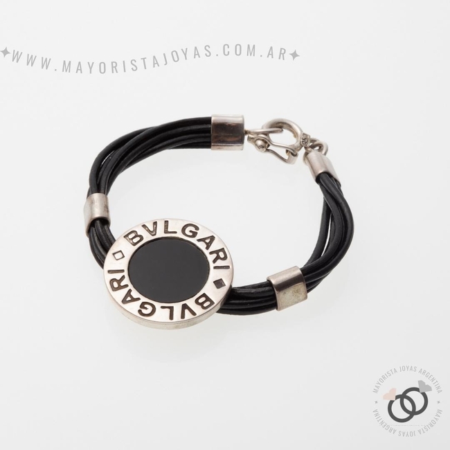 PULSERA PLATA BG Y CORDONES DE CUERO (PBN062)