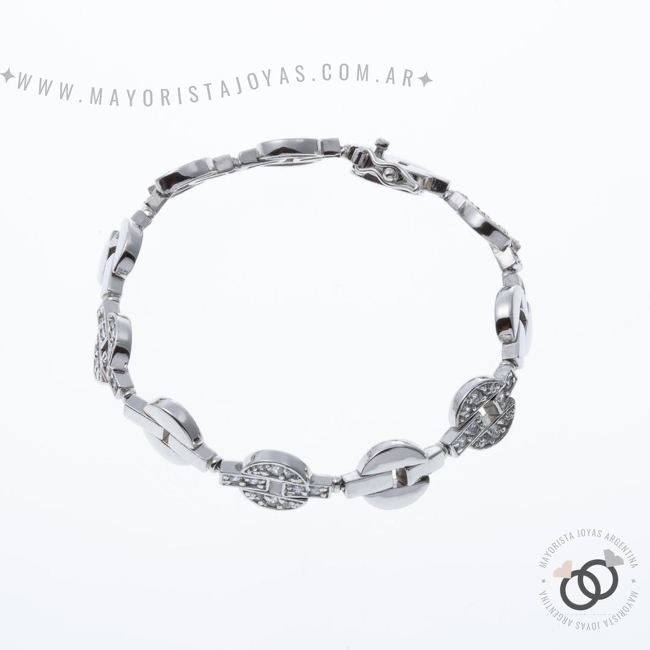 PULSERA PLATA Y CUBIC (PBZ049)
