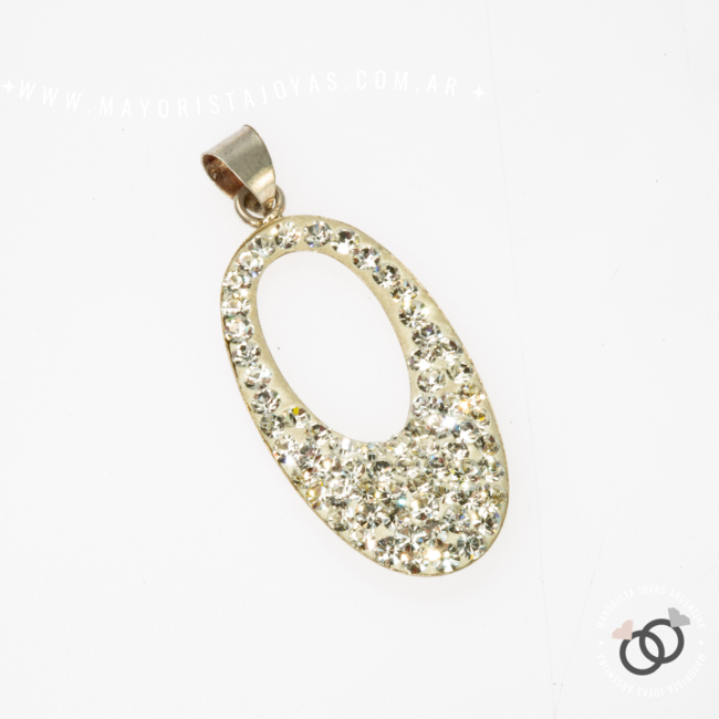 DIJE PLATA  OVALO MICROCRISTAL (PDM045)