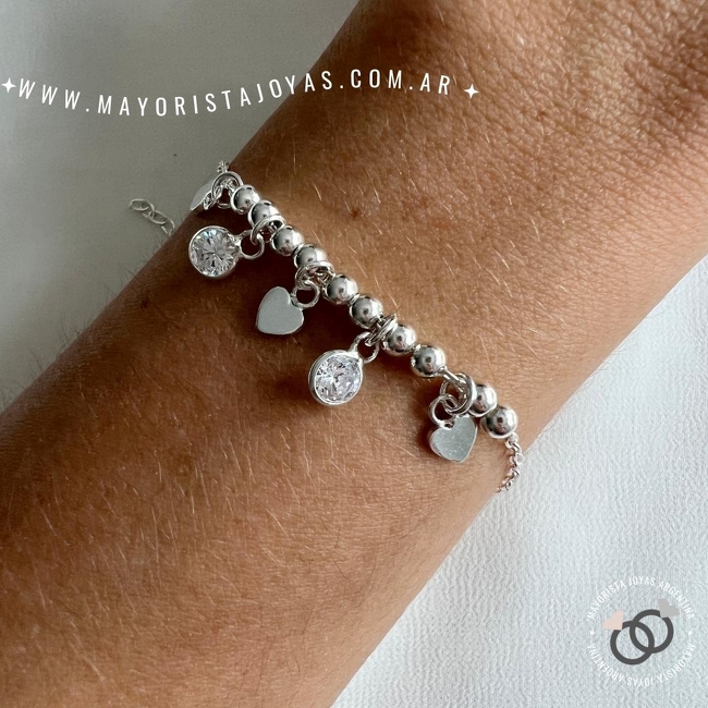 PULSERA PLATA Y CUBIC (PBZ0006)