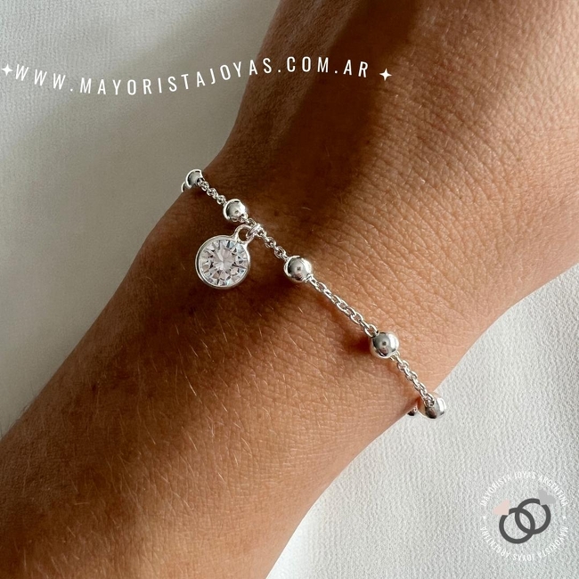 PULSERA PLATA Y CUBIC (PBZ003)