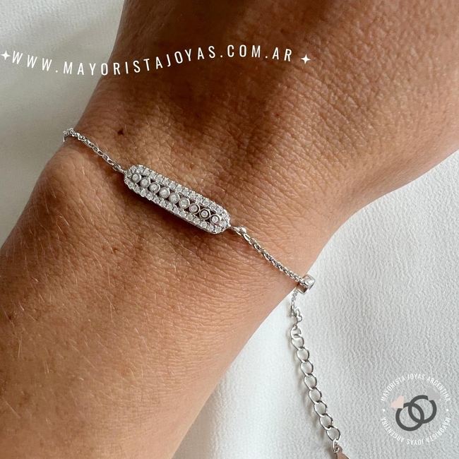 PULSERA PLATA Y CUBIC (PBZ0026)