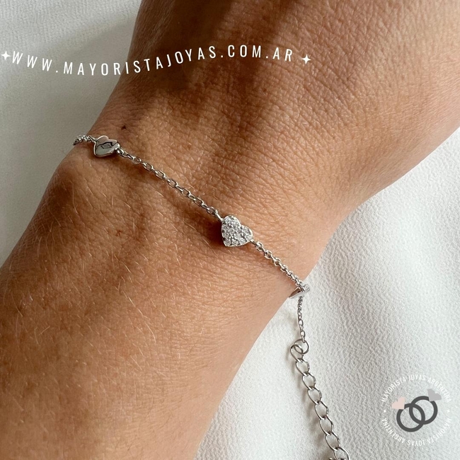 PULSERA PLATA Y CUBIC (PBZ011)