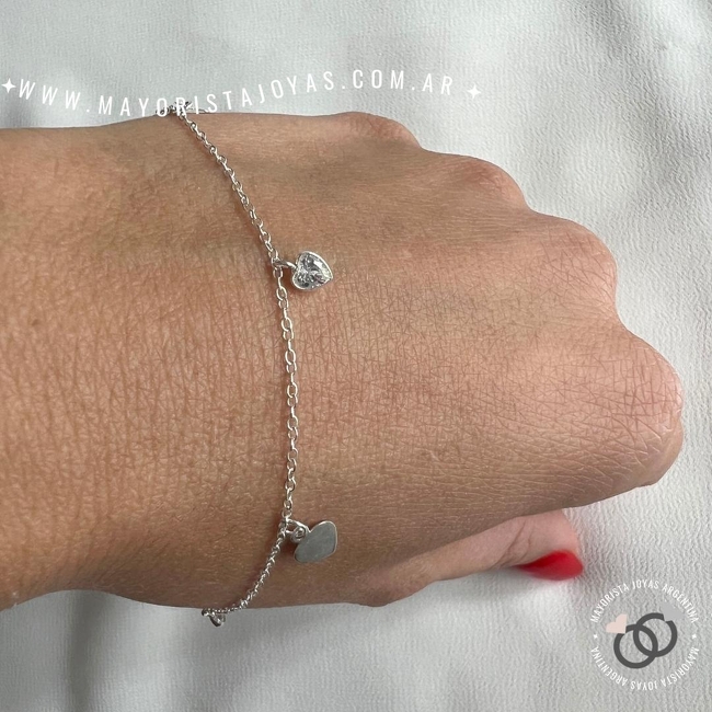 PULSERA PLATA Y CUBIC (PBZ039)