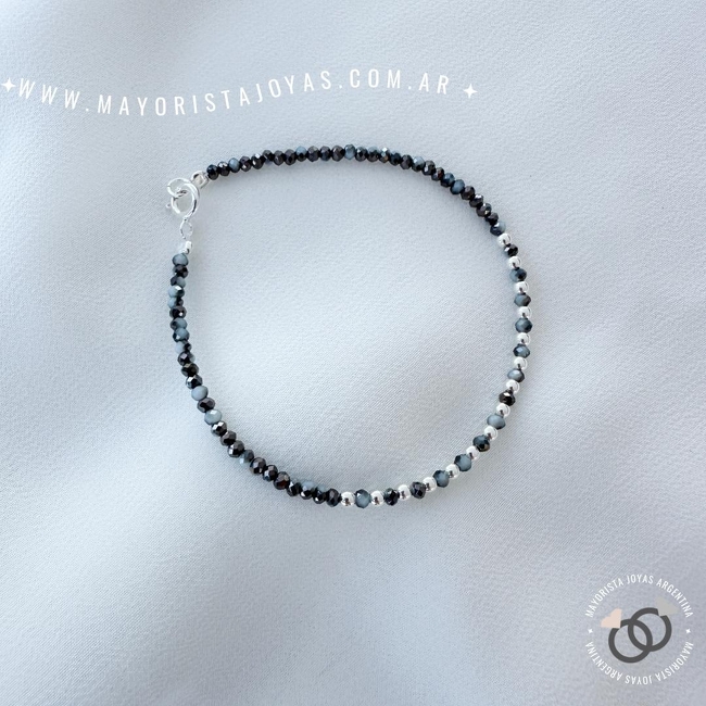 PULSERA PLATA Y CRISTAL (PBC030)