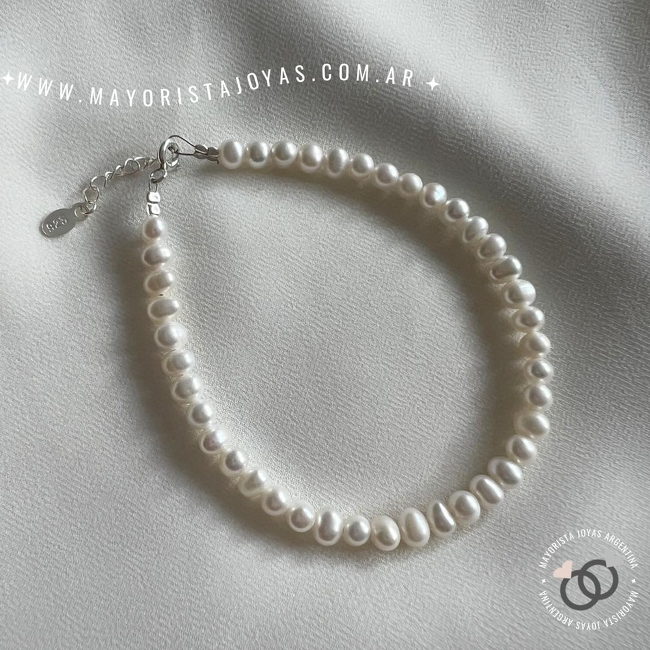 PULSERA PLATA Y PERLA DE AGUA DULCE (PBN053)