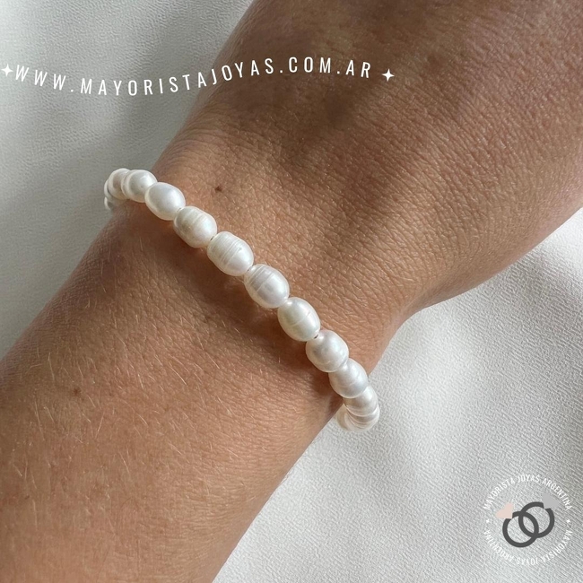 PULSERA PLATA Y PERLA DE AGUA DULCE (PBN054)