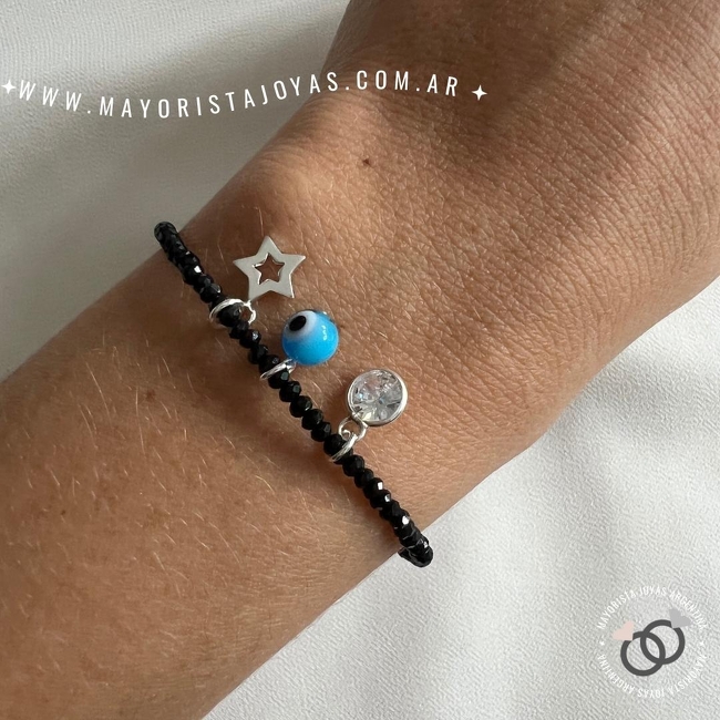 PULSERA PLATA Y CRISTALES CHECOS (PBC006)