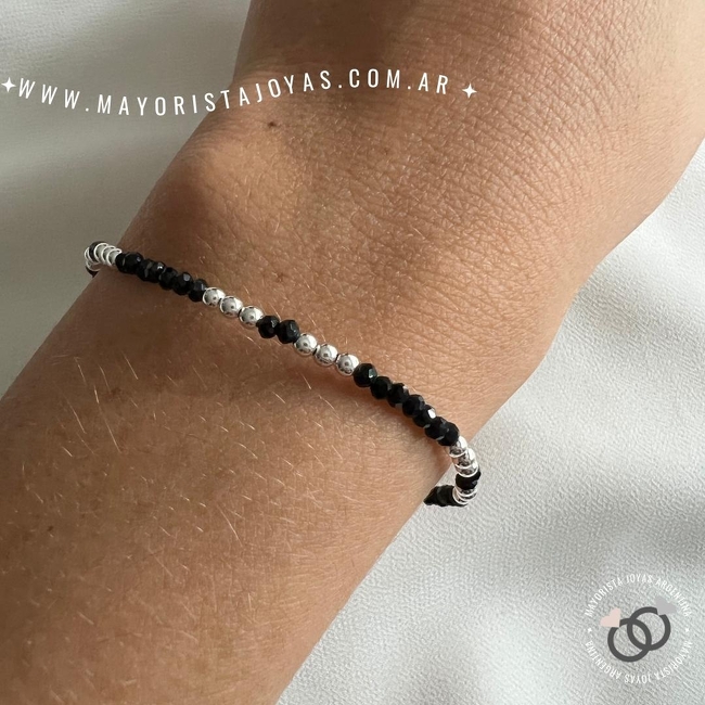 PULSERA PLATA Y CRISTALES CHECOS (PBC028)