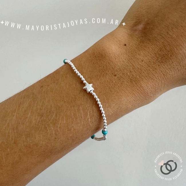PULSERA PLATA Y PIEDRA (PBN0121)