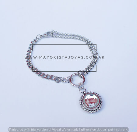 PULSERA ACERO Y CRISTAL (6892)