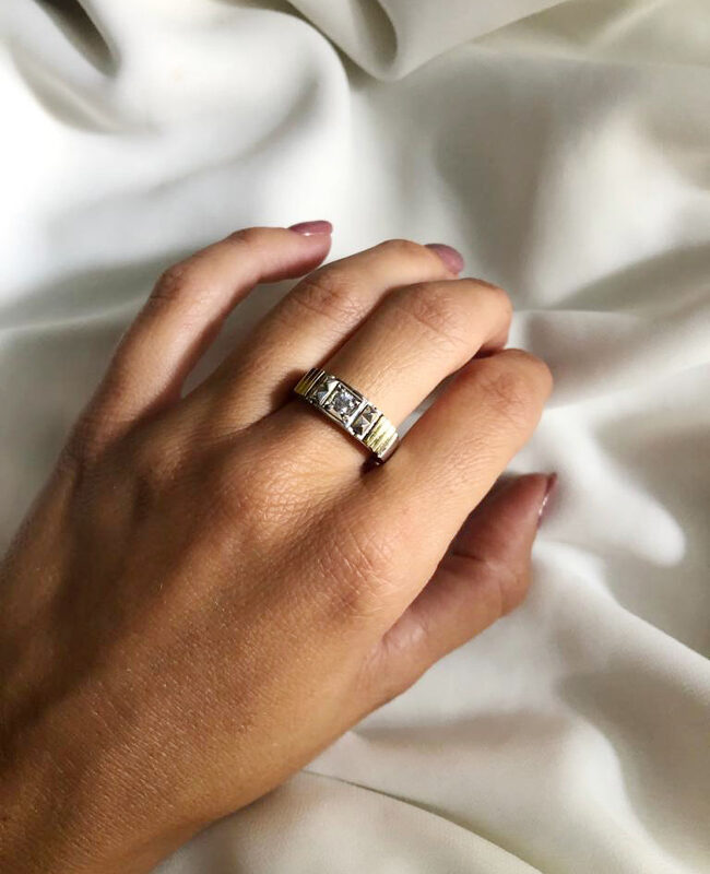 ANILLO PLATA Y ORO (POA013)