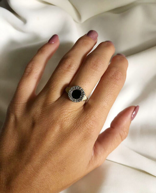 ANILLO PLATA Y ORO BULGARI (POA120)