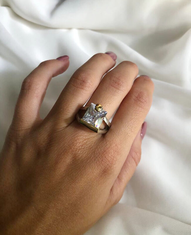 ANILLO PLATA Y ORO (POA067)