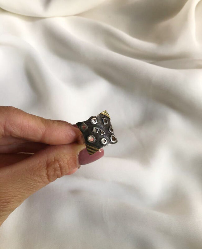 ANILLO PLATA Y ORO (POA322)