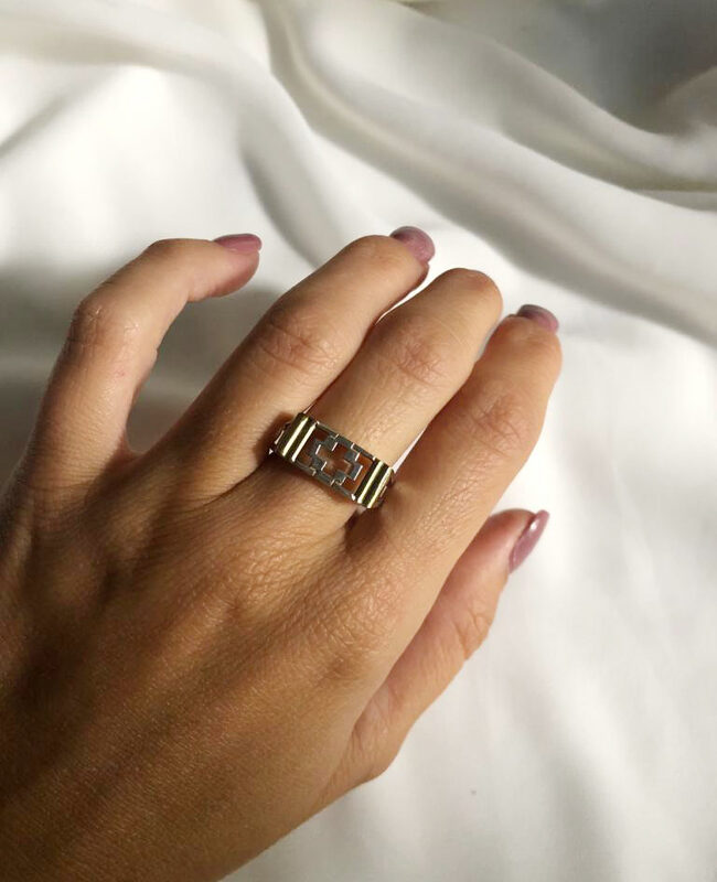 ANILLO PLATA Y ORO (POA285)