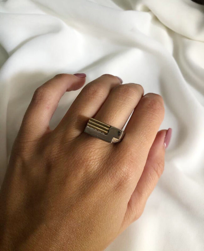 ANILLO PLATA Y ORO (POA190)