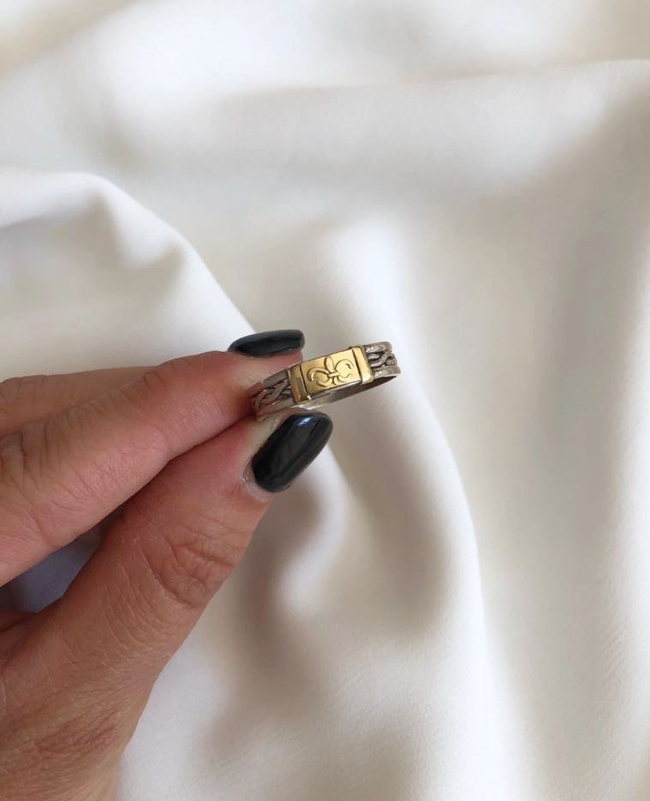 ANILLO PLATA Y ORO (POA485)