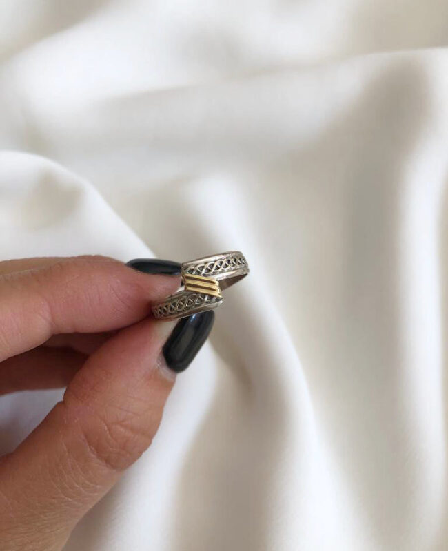 ANILLO PLATA Y ORO (POA504)