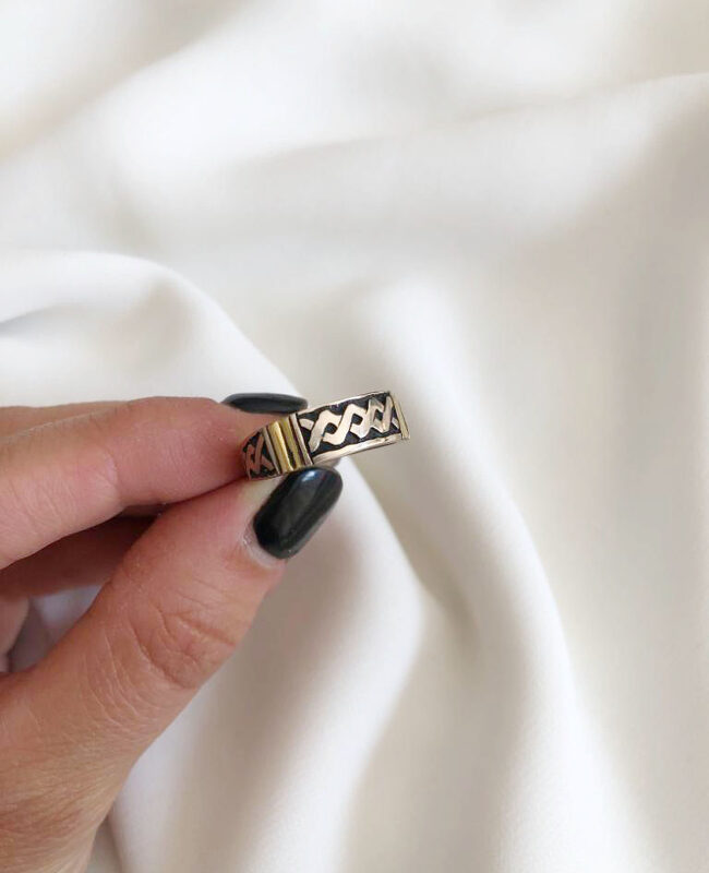 ANILLO PLATA Y ORO (POA515)