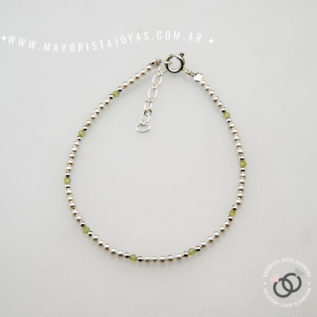 PULSERA PLATA Y PIEDRAS (PBN0137)