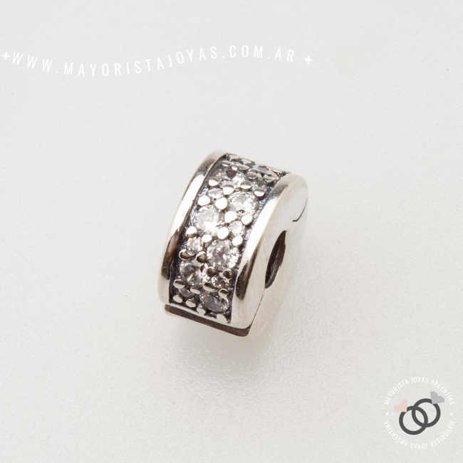CHARMS CLIP PLATA Y CUBIC PARA PANDORA (PP0141)