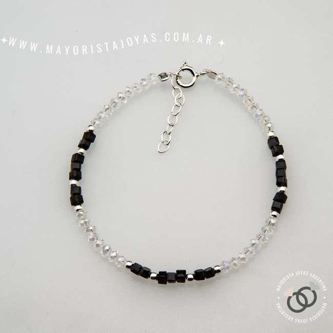 PULSERA PLATA Y CRISTAL (PBC0375)