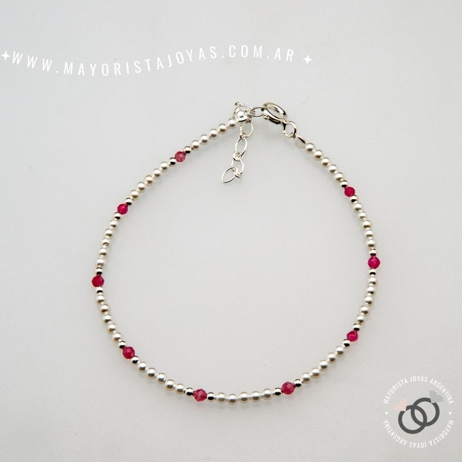 PULSERA PLATA Y PIEDRAS (PBN0133)