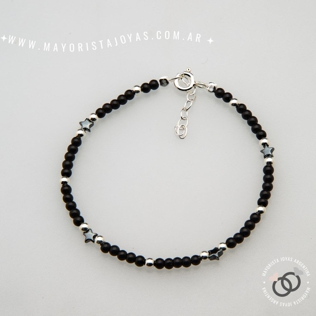 PULSERA PLATA Y PIEDRAS (PBN0144)