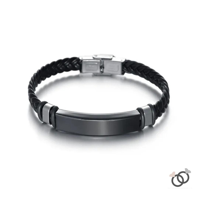 PULSERA DE ACERO Y CUERO (BAC0030)