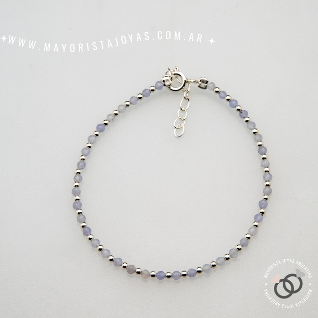 PULSERA PLATA Y PIEDRAS (PBN0130)