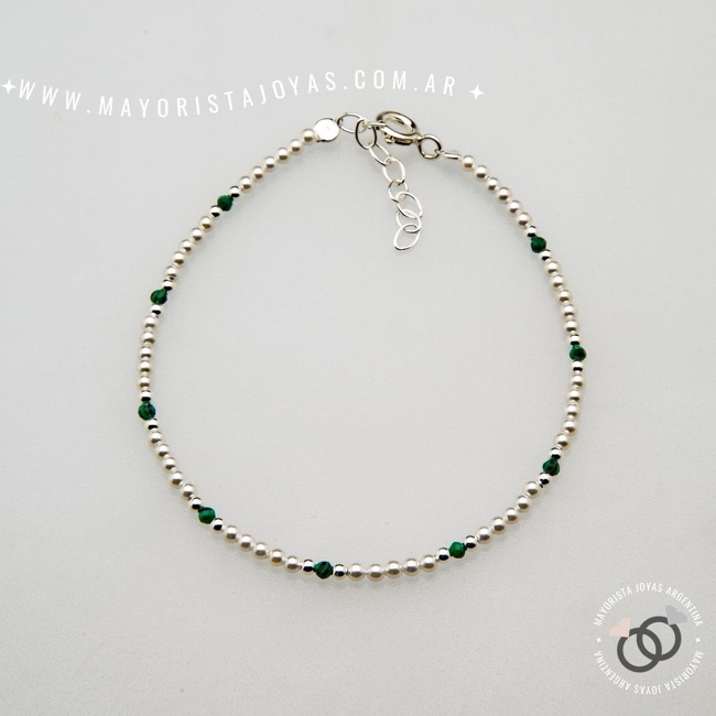 PULSERA PLATA Y PIEDRAS (PBN0139)