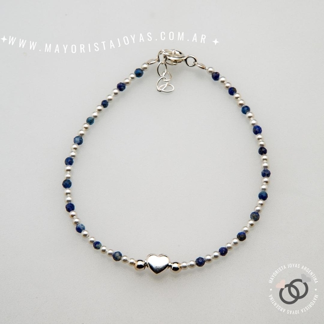 PULSERA PLATA Y PIEDRAS (PBN0124)