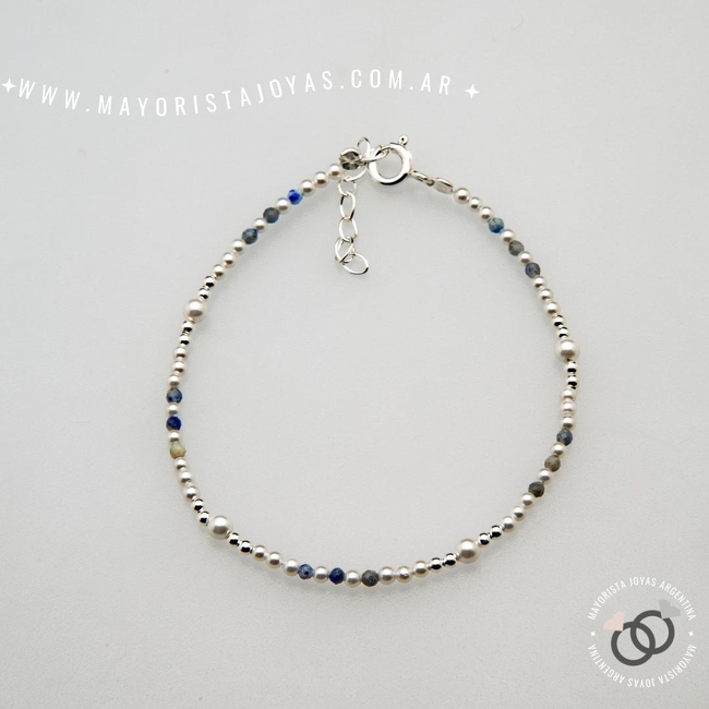 PULSERA PLATA Y PIEDRAS (PBN0142)