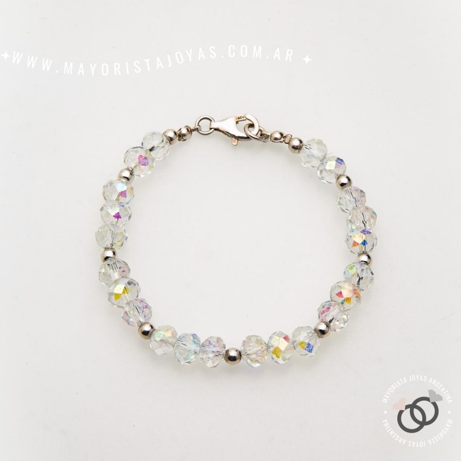 PULSERA PLATA Y CRISTAL (PBC0398)