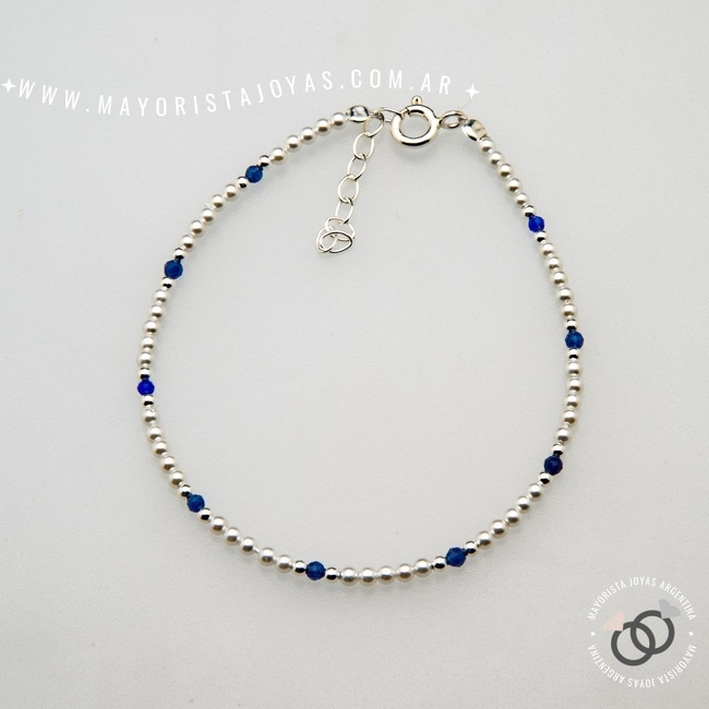 PULSERA PLATA Y PIEDRAS (PBN0138)