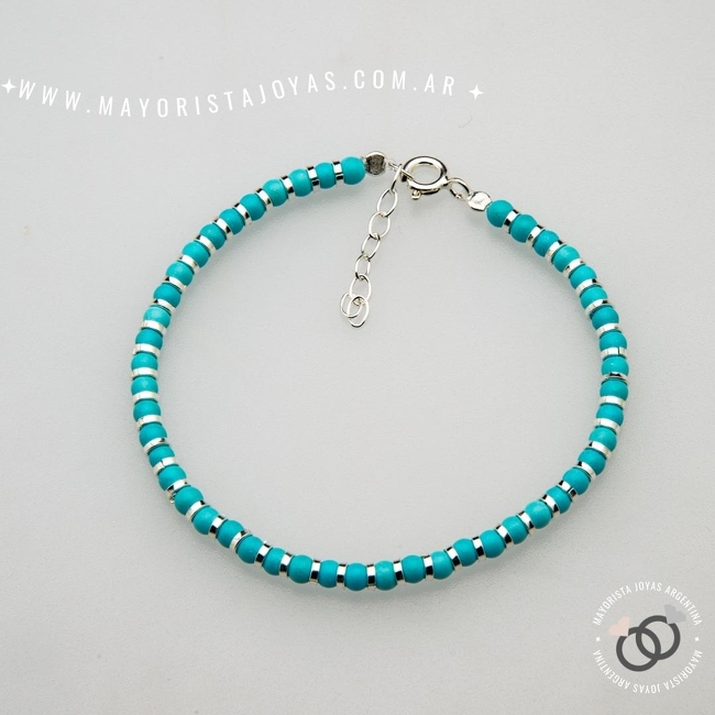 PULSERA PLATA Y PIEDRAS (PBN0145)