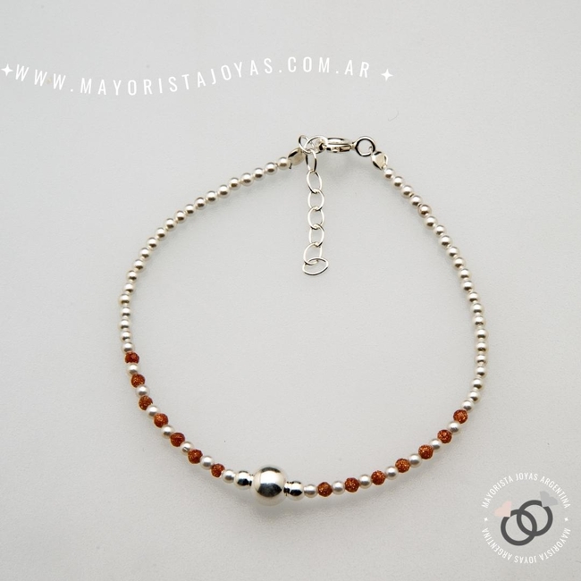 PULSERA PLATA Y PIEDRAS (PBN0128)