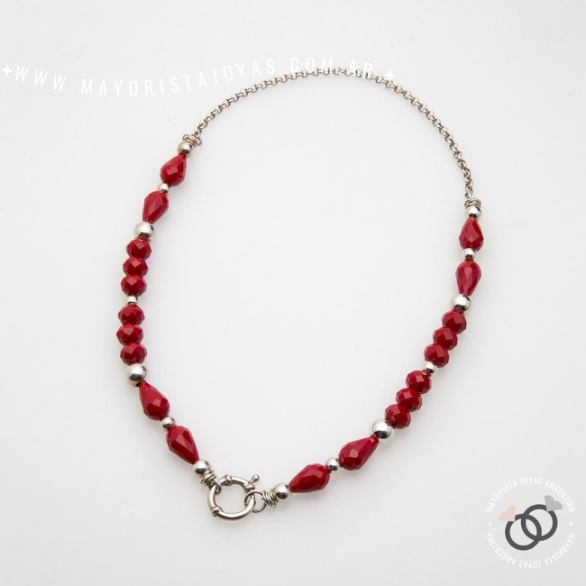 COLLAR PLATA 925 CON CRISTALES (PCK0061)