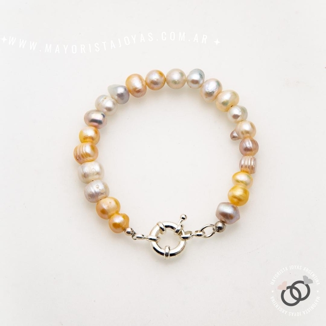 PULSERA PLATA Y PIEDRAS (PBN0185)