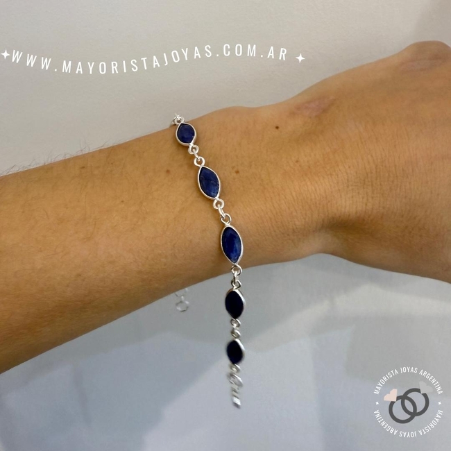 PULSERA PLATA Y PIEDRAS (PBN0170)