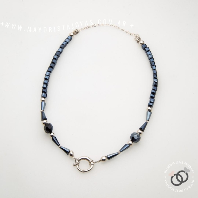 COLLAR PLATA 925 CON CRISTALES (PCK0062)