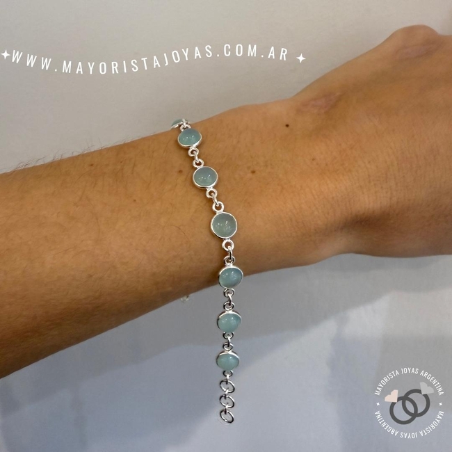 PULSERA PLATA Y PIEDRAS (PBN0166)
