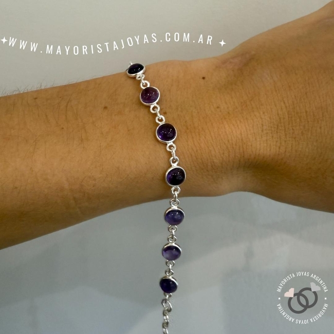 PULSERA PLATA Y PIEDRAS (PBN0165)